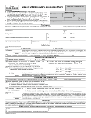  Form or EZ EXCLM, Oregon Enterprise Zone Exemption Claim Form, 150 310 075 2017