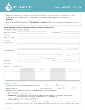 Polmed Plan Selection Form