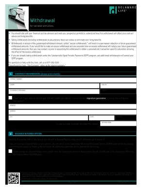 Delaware Life Gs 0084 Wdv  Form