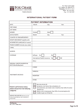 Download the International Patient Form Fox Chase Cancer Center