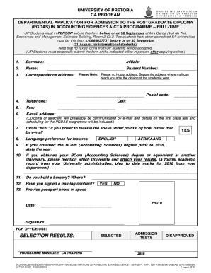 Registration Form Universtity of Pta