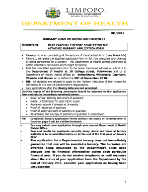 Limpopo Department of Health Bursary Application Form