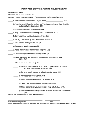 Den Chief Service Award PDF  Form