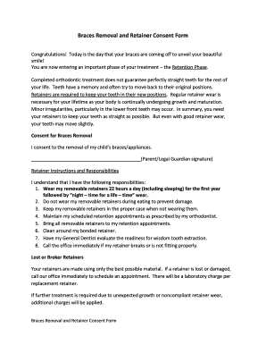 Removal of Braces Consent Form