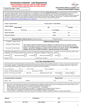 Commercial &amp; Industrial Load Requirements  Form