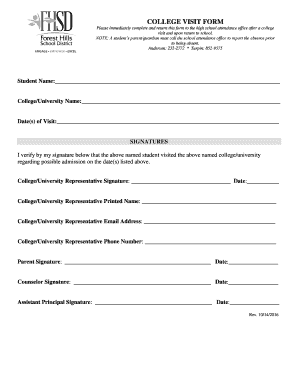  College Visit Form 2016-2024