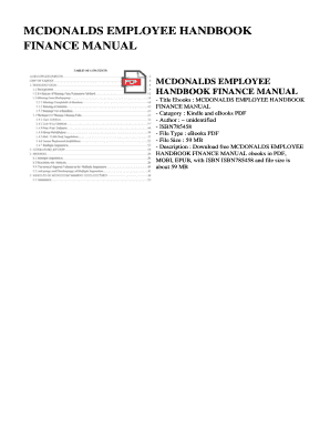 Mcdonald&#039;s Employee Handbook  Form
