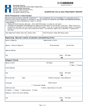 Printable Reporting Form Hennepin County