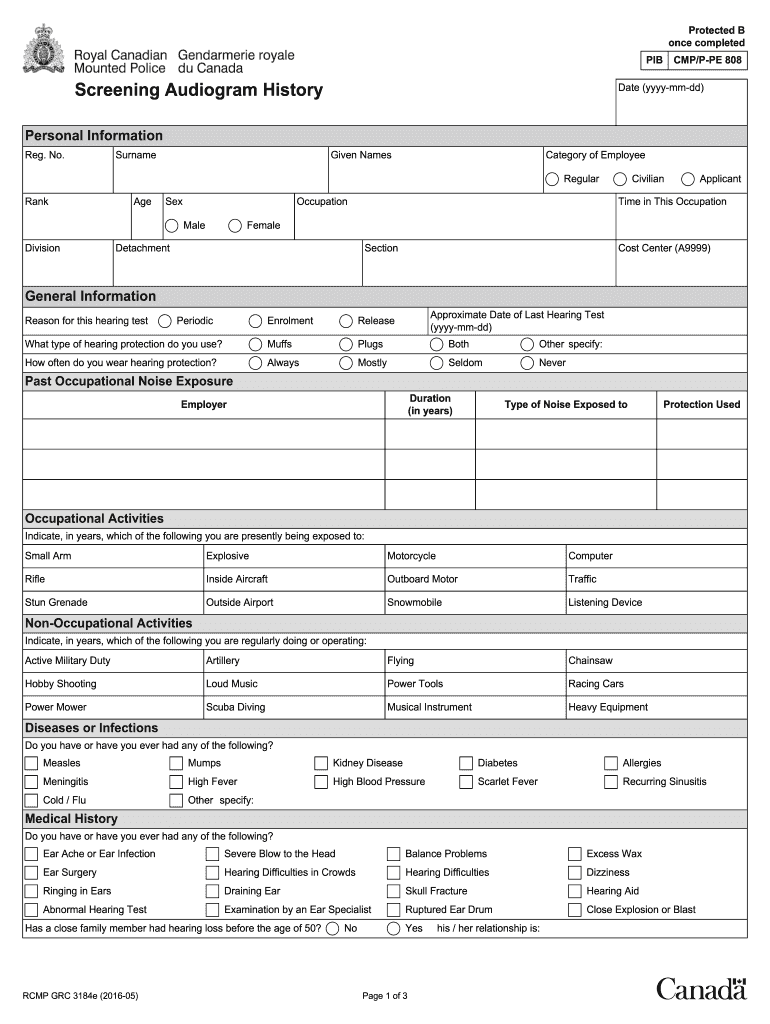  Rcmp Hearing Test Form 2016-2024