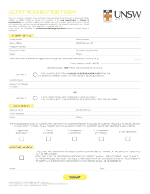 Unsw Agent Nomination Form