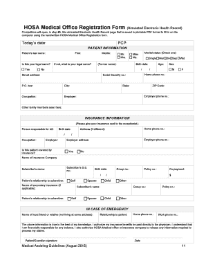  Hosa Medical Office Registration Form 2015-2024