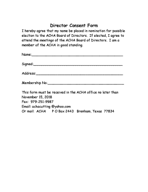 Board of Directors Consent Form