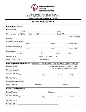 Shriners Referral Form