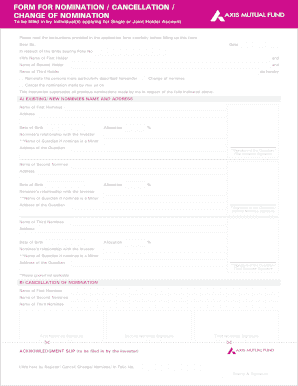 Axis Mutual Fund Nomination Form