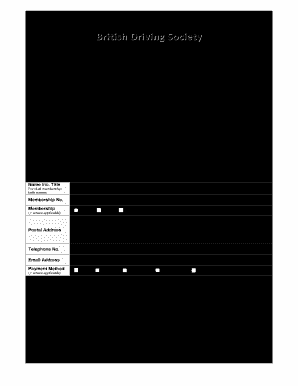  Membership Renewal Form British Driving Society 2016