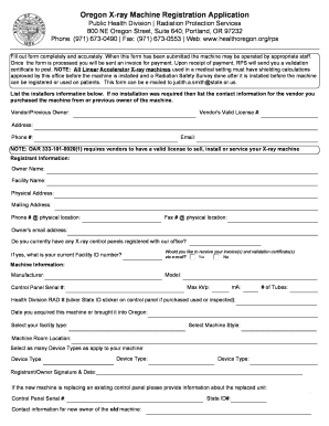 Oregon X Ray Machine Registration Application State of Oregon  Form