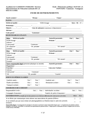 Fiche De Renseignement Individuelle  Form