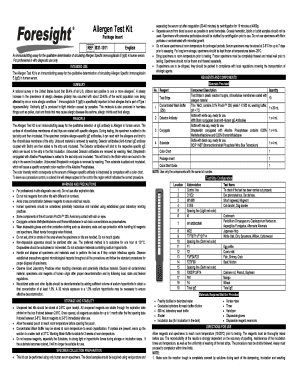 Allergen Test Kit  Form