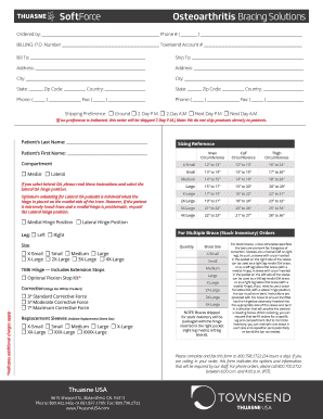 SoftForce Osteoarthritis Bracing Solutions Thuasne USA  Form