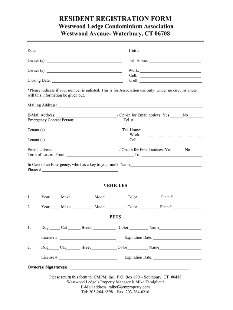 C M Property Management  Form