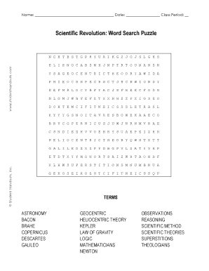 Scientific Revolution Word Search  Form