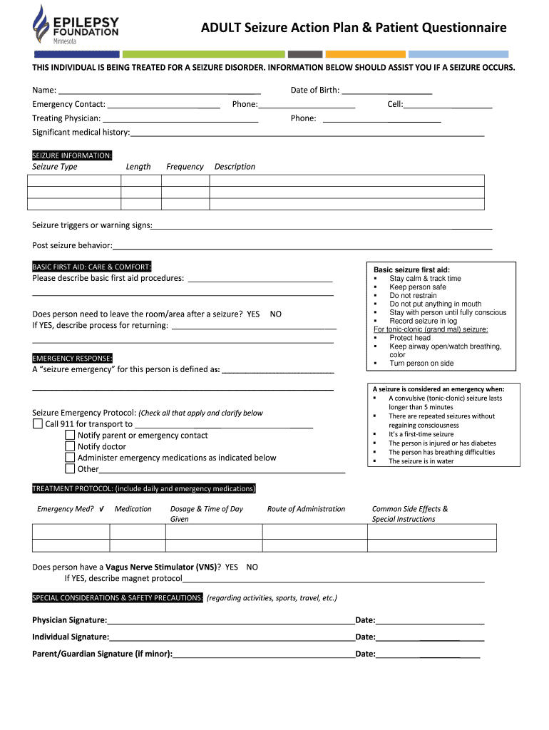 Seizure Protocol Form