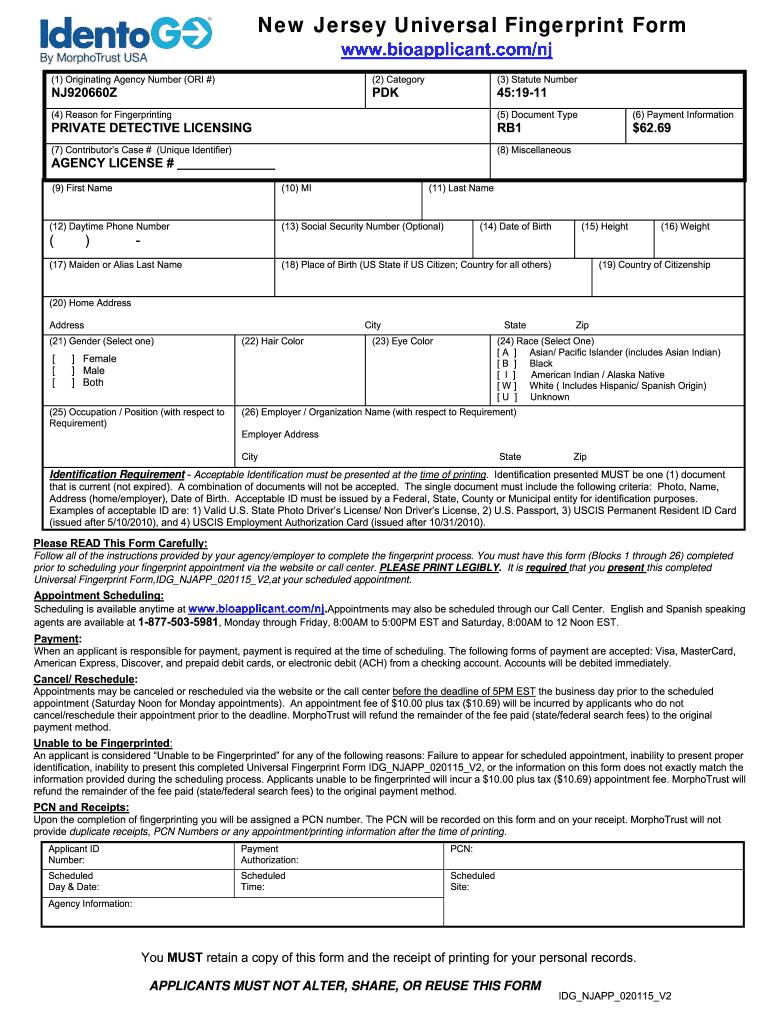  Universal Fingerprint Form Nj 2015-2024