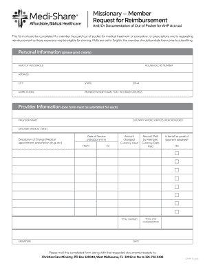 Missionary Member Request for Reimbursement Christian Care  Form