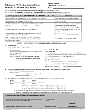 Tb Health Assessment Form