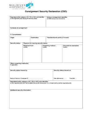 Consignment Security Declaration  Form