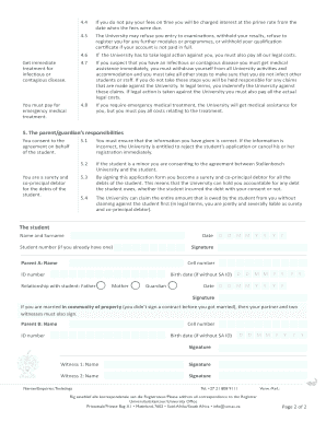 Stellenbosch Student Contract  Form