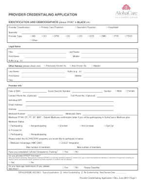 AC17 Provider Credentialing Application 3 DOCX  Form