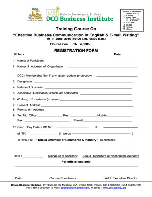 Registration Form of Effective Business Communication in English