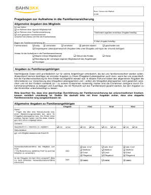 Bahn Bkk Familienversicherung  Form