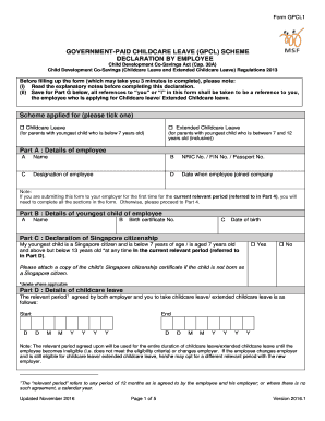  Childcare Leave Form 2016