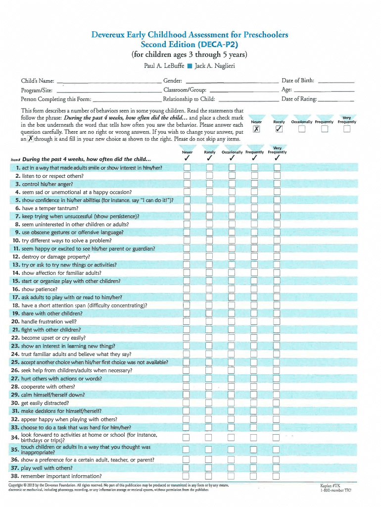 Deca Assessment  Form