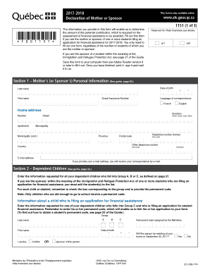 Declaration of Mother or Sponsor  Form