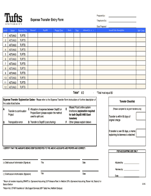 Expense Transfer Entry Form