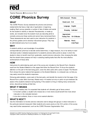 Core Phonics Survey  Form