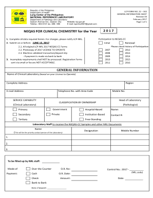Clinical Chemistry Neqas Registration Form PDF