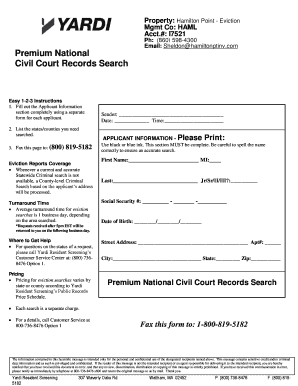 Premium National Civil Court Records  Form