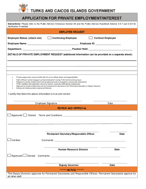 APPLICATION for PRIVATE EMPLOYMENTINTEREST  Form