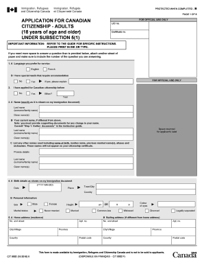 APPLICATION for CANADIAN  Form