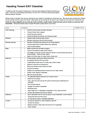Tenant Vacating Checklist  Form
