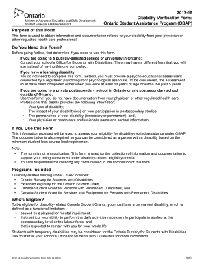 Osap Disability Verification Form