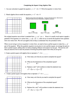 Algebra Tiles Printable  Form