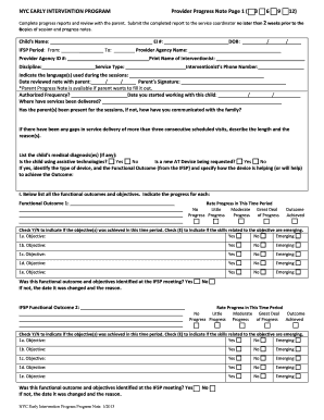 Early Intervention Session Notes Examples  Form