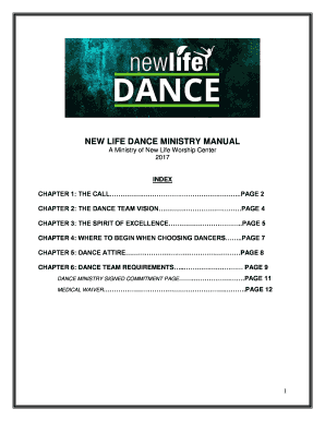 NEW LIFE DANCE MINISTRY MANUAL  Form