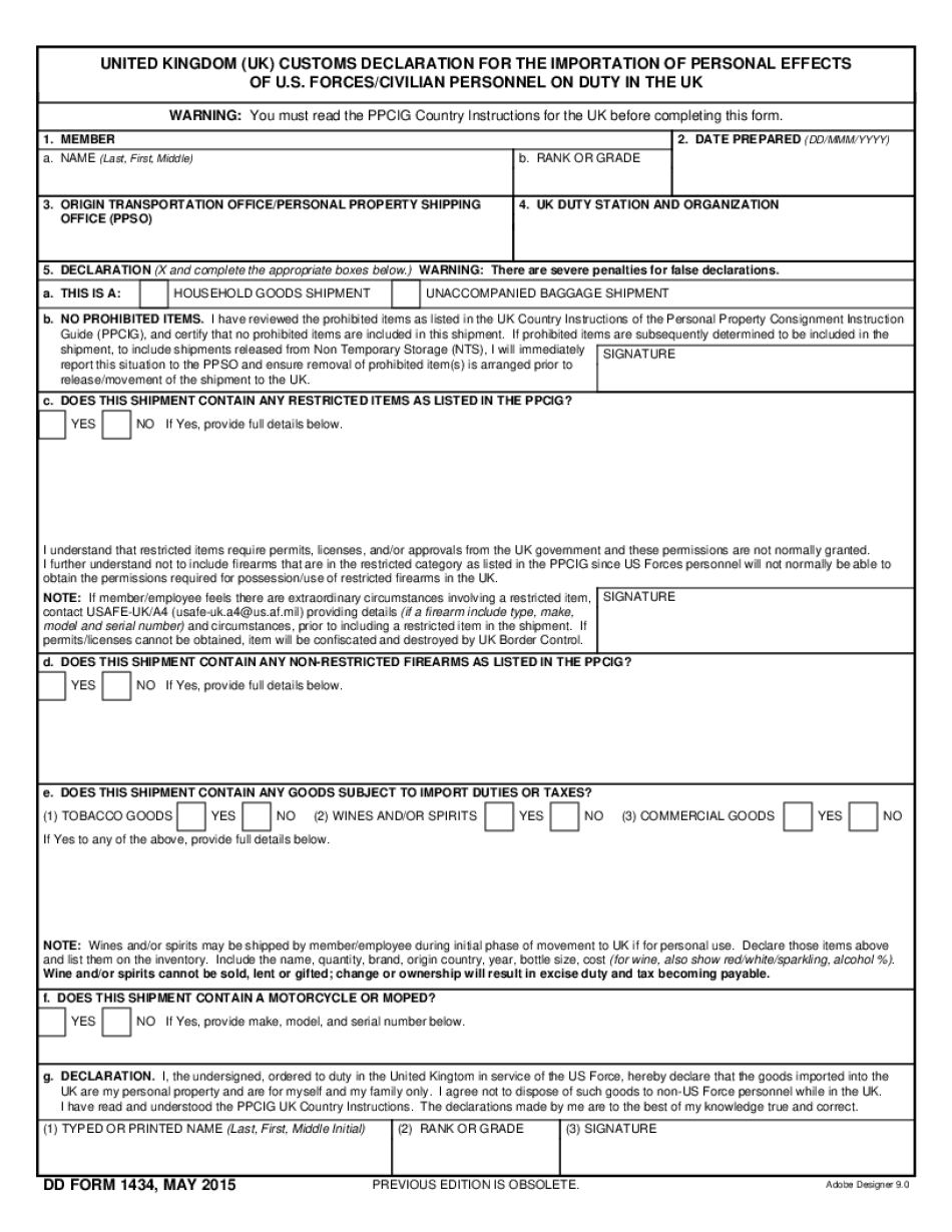 Uk Customs Declaration Form