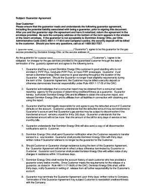 Subject Guarantor Agreement  Form